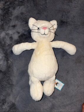 Jellycat Cream Plush Cat Toy with Pink Nose